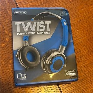 NEW Sentry Blue and Black Folding Stereo Headphones